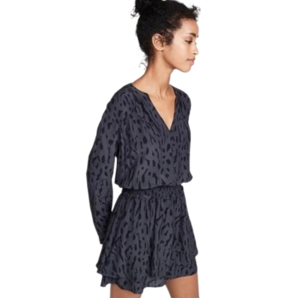 Rails Jasmine Cheetah Print Long Sleeve Mini Dress Black Size S - Picture 5 of 17